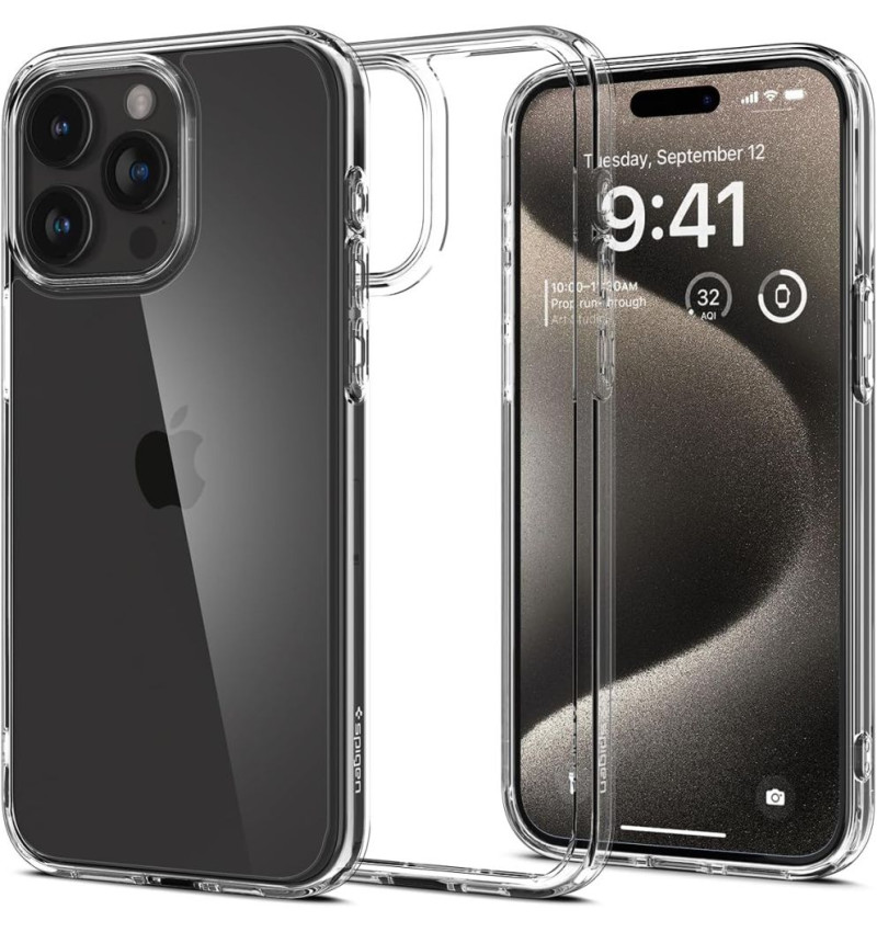 SPIGEN ULTRA HYBRID IPHONE 15 PRO MAX CRYSTAL CLEAR  SPIGEN ULTRA HYBRID IPHONE 15 PRO MAX CRYSTAL CLEAR