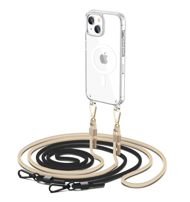TECH-PROTECT FLEXAIR CHAIN MAGSAFE IPHONE 15 BLACK & BEIGE  TECH-PROTECT FLEXAIR CHAIN MAGSAFE IPHONE 15 BLACK & BEIGE