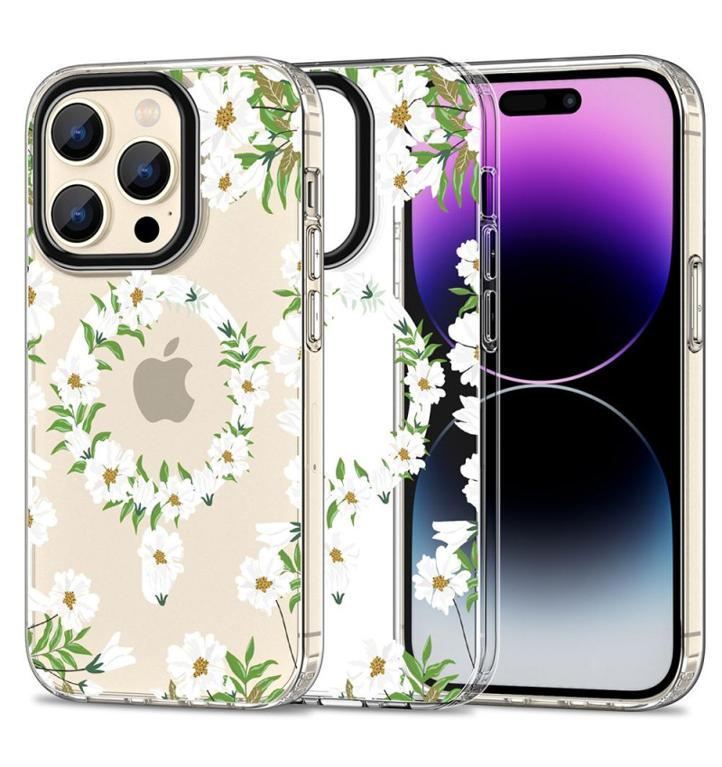TECH-PROTECT MAGMOOD MAGSAFE IPHONE 15 PRO MAX WHITE DAISY  TECH-PROTECT MAGMOOD MAGSAFE IPHONE 15 PRO MAX WHITE DAISY