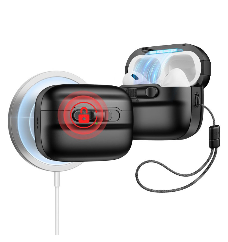 ESR PULSE HALOLOCK MAGSAFE APPLE AIRPODS PRO 1 / 2 BLACK  ESR PULSE HALOLOCK MAGSAFE APPLE AIRPODS PRO 1 / 2 BLACK