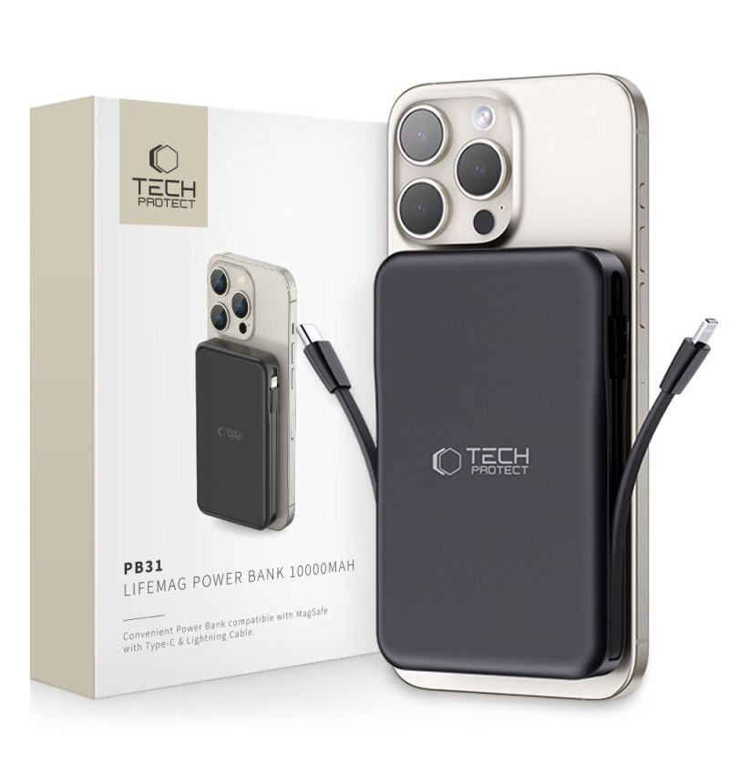 TECH-PROTECT PB31 LIFEMAG MAGSAFE POWER BANK 10000MAH BLACK  TECH-PROTECT PB31 LIFEMAG MAGSAFE POWER BANK 10000MAH BLACK