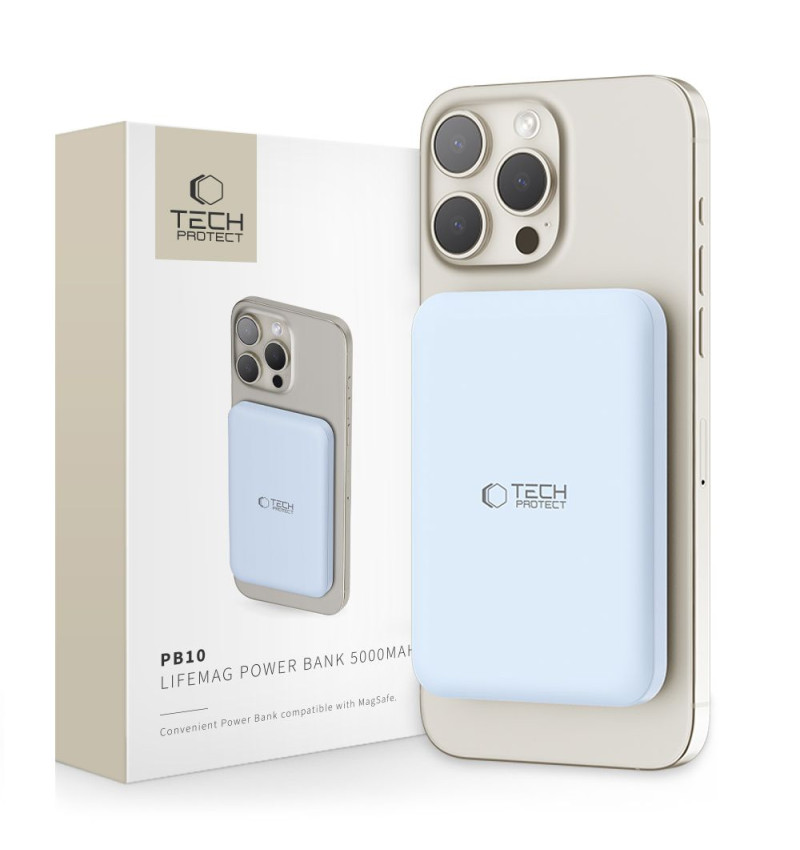 TECH-PROTECT PB10 LIFEMAG MAGSAFE POWER BANK 5000MAH BLUE  TECH-PROTECT PB10 LIFEMAG MAGSAFE POWER BANK 5000MAH BLUE