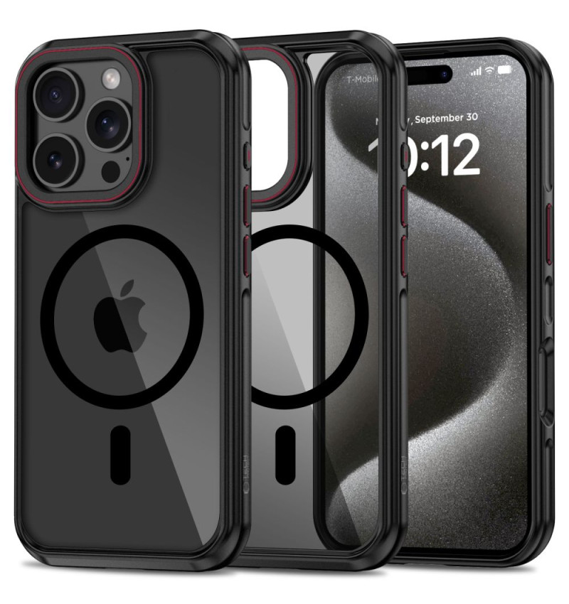 TECH-PROTECT MAGHYBRID MAGSAFE IPHONE 16 PRO BLACK/RED  TECH-PROTECT MAGHYBRID MAGSAFE IPHONE 16 PRO BLACK/RED