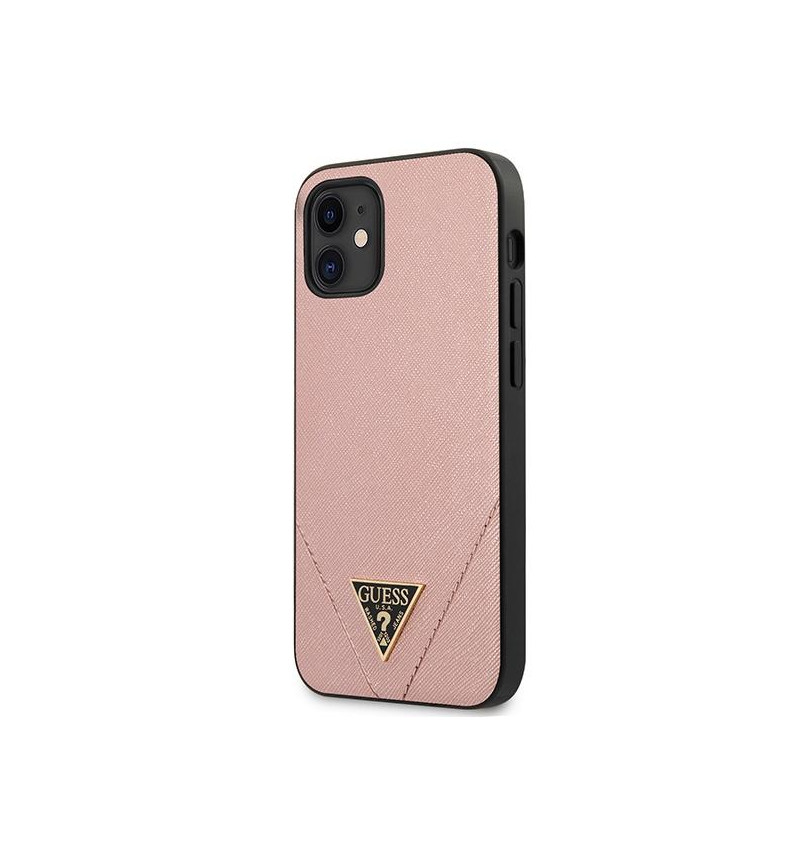 Guess Saffiano V Etui iPhone 12 Mini (róż)  Guess Saffiano V Etui iPhone 12 Mini (róż)