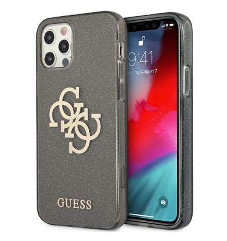 Guess Glitter 4G Big Logo - Etui iPhone 12 Pro Max (czarny) 