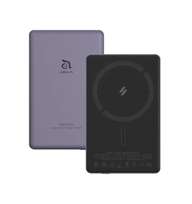 Adam Elements Gravity C5 - magnetyczny power bank bezprzewodowy 5000 mAh - fiolet  Adam Elements Gravity C5 - magnetyczny power bank bezprzewodowy 5000 mAh - fiolet