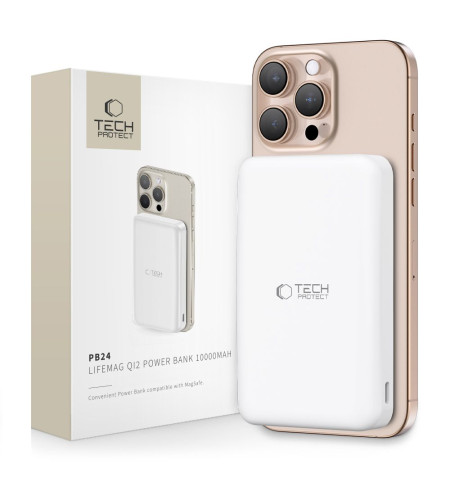 TECH-PROTECT PB24 LIFEMAG QI2 MAGSAFE POWER BANK 10000MAH WHITE 