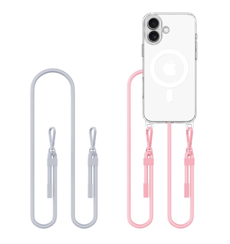 TECH-PROTECT FLEXAIR CHAIN MAGSAFE IPHONE 16 GREY & PINK  TECH-PROTECT FLEXAIR CHAIN MAGSAFE IPHONE 16 GREY & PINK