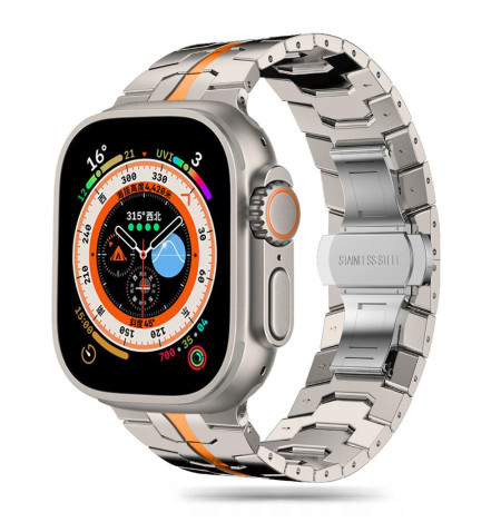 TECH-PROTECT STAINLESS LINE APPLE WATCH 8 / 9 / 10 / 11 / SE / ULTRA (44 / 45 / 46 / 49 MM) TITANIUM/ORANGE
