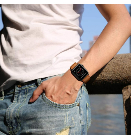 TECH-PROTECT LEATHERFIT APPLE WATCH 8 / 9 / 10 / 11 / SE / ULTRA (44 / 45 / 46 / 49 MM) BROWN 