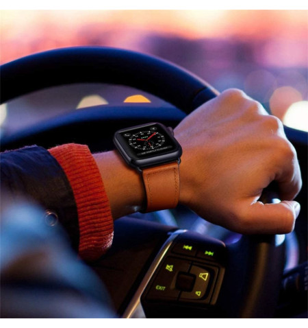 TECH-PROTECT LEATHERFIT APPLE WATCH 8 / 9 / 10 / 11 / SE / ULTRA (44 / 45 / 46 / 49 MM) BROWN 