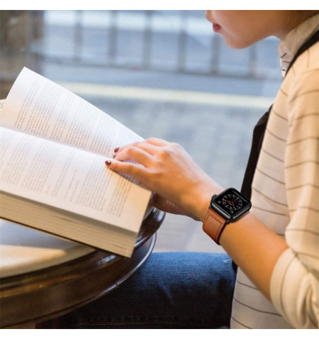 TECH-PROTECT LEATHERFIT APPLE WATCH 8 / 9 / 10 / 11 / SE / ULTRA (44 / 45 / 46 / 49 MM) BROWN 