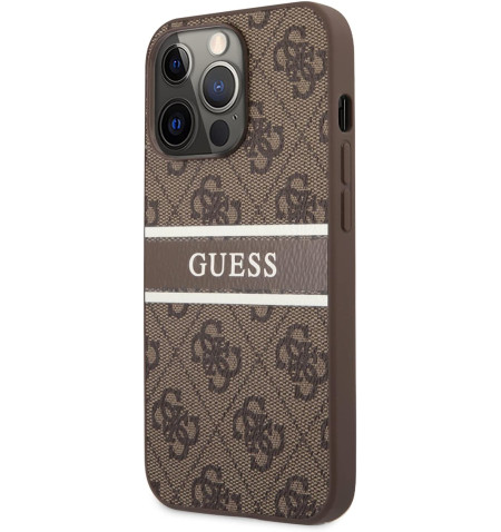 Guess 4G Printed Stripe - Etui iPhone 13 mini (brązowy) 