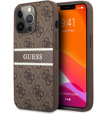 Guess 4G Printed Stripe - Etui iPhone 13 mini (brązowy) 