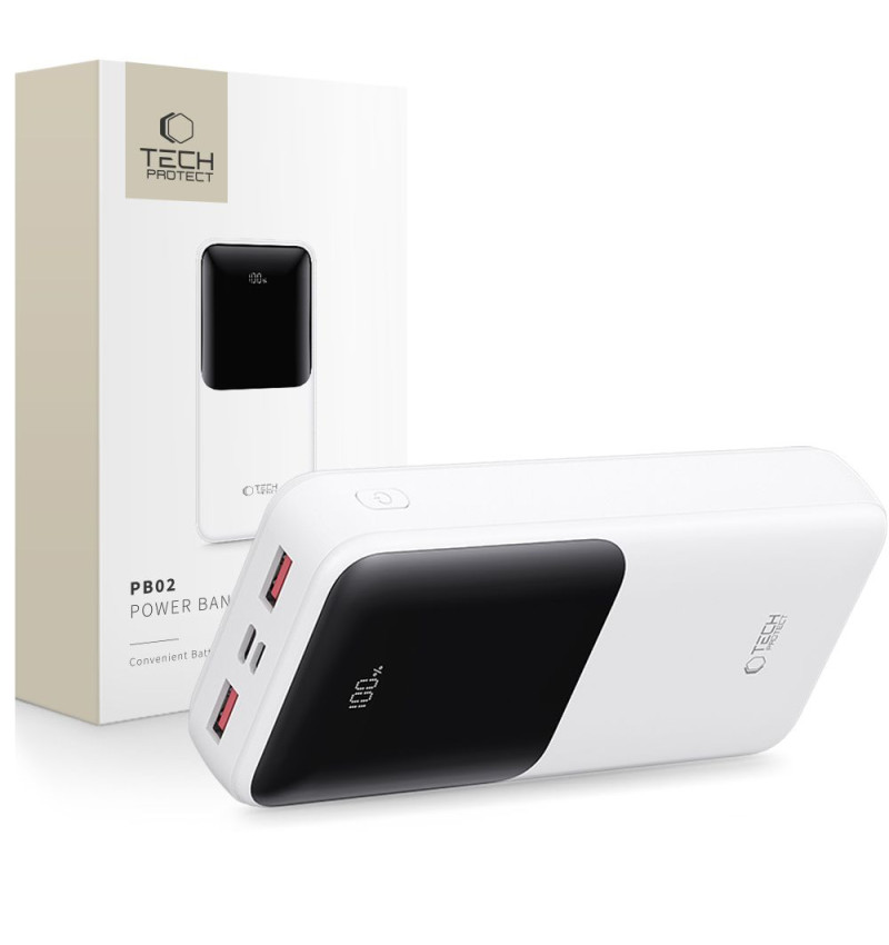 TECH-PROTECT PB02 POWER BANK 20000MAH 22.5W WHITE  TECH-PROTECT PB02 POWER BANK 20000MAH 22.5W WHITE