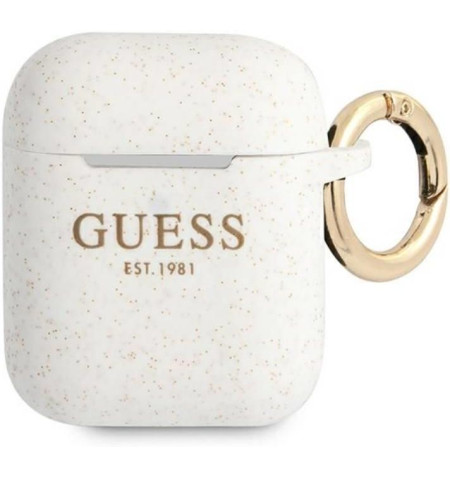 GUESS silikonowe etui na AirPods 1/2 gen. (biało-złote) 