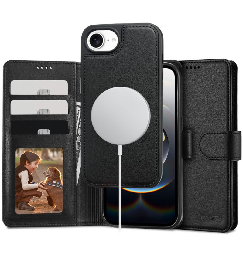 TECH-PROTECT WALLET MAGSAFE IPHONE 16E MATTE BLACK  TECH-PROTECT WALLET MAGSAFE IPHONE 16E MATTE BLACK