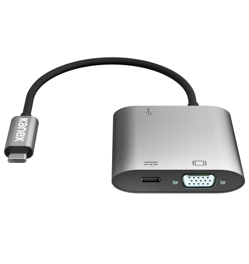 Kanex USB-C VGA Adapter with Power Delivery - Adapter z USB-C na USB 1,5 A, USB-C Power Delivery 60 W + VGA Full HD (Anodized Al  Kanex USB-C VGA Adapter with Power Delivery - Adapter z USB-C na USB 1,5 A, USB-C Power Delivery 60 W + VGA Full HD (Anodized Al