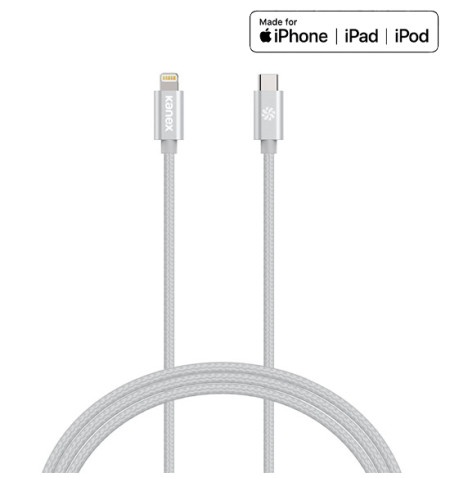 Kanex DuraBraid - Kabel połączeniowy USB-C (Power Delivery) na Lightning certyfikat MFi 1,2 m (Silver)