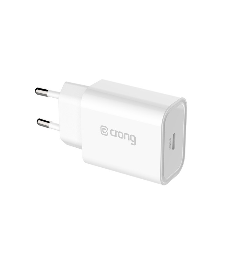 Crong USB-C Travel Charger – Ładowarka sieciowa USB-C Power Delivery 20W (biały)  Crong USB-C Travel Charger – Ładowarka sieciowa USB-C Power Delivery 20W (biały)