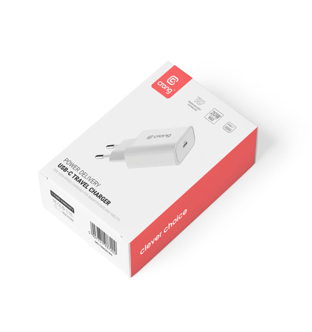 Crong USB-C Travel Charger – Ładowarka sieciowa USB-C Power Delivery 20W (biały) 