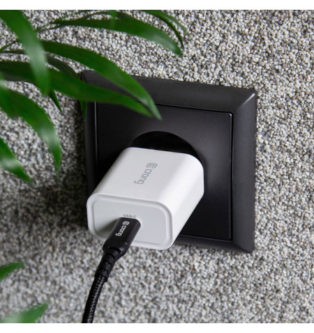Crong USB-C Travel Charger – Ładowarka sieciowa USB-C Power Delivery 20W (biały) 