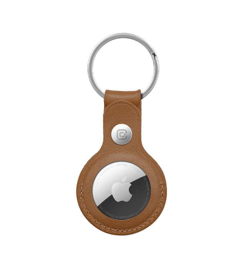 Crong Leather Case with Key Ring – Skórzane etui ochronne brelok do Apple AirTag (brązowy)  Crong Leather Case with Key Ring – Skórzane etui ochronne brelok do Apple AirTag (brązowy)