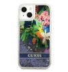 Guess Liquid Glitter Flower – Etui iPhone 13 mini (niebieski)