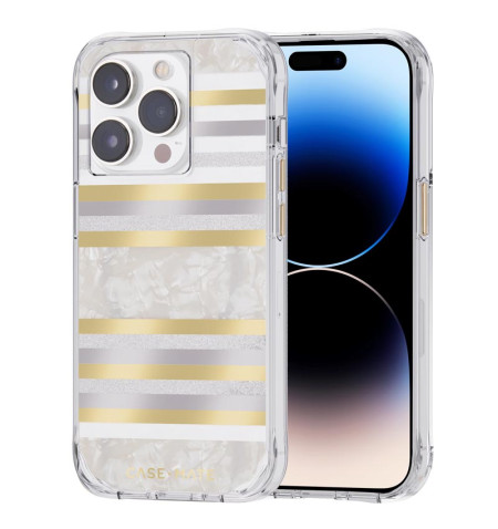 Case-Mate Pearl Stripes MagSafe - Etui iPhone 14 Pro zdobione masą perłową (Pearl Stripes)
