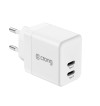 Crong Ultra Compact GaN - Ładowarka sieciowa 2x USB-C 35W PD 3.0 z PPS (biały)