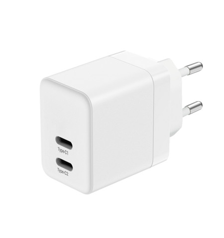 Crong Ultra Compact GaN - Ładowarka sieciowa 2x USB-C 35W PD 3.0 z PPS (biały) 