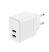 Crong Ultra Compact GaN - Ładowarka sieciowa 2x USB-C 35W PD 3.0 z PPS (biały)