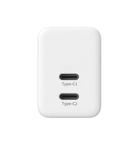 Crong Ultra Compact GaN - Ładowarka sieciowa 2x USB-C 35W PD 3.0 z PPS (biały) 