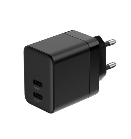Crong Ultra Compact GaN - Ładowarka sieciowa 2x USB-C 35W PD 3.0 z PPS (czarny) 