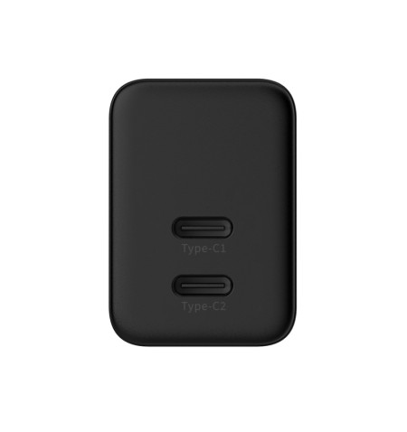 Crong Ultra Compact GaN - Ładowarka sieciowa 2x USB-C 35W PD 3.0 z PPS (czarny) 