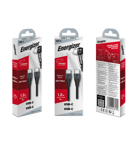Energizer Classic - Kabel połączeniowy USB-C do USB-C 1.2m (Czarny) 