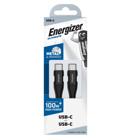 Energizer Ultimate - Kabel połączeniowy USB-C do USB-C 100W 2m (Czarny) 