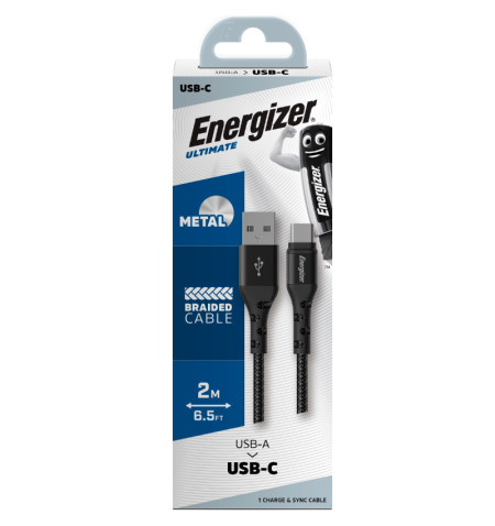 Energizer Ultimate - Kabel połączeniowy USB-A do USB-C 2m (Czarny) 