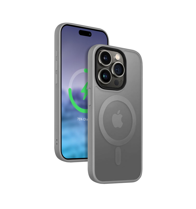 Crong Hybrid Frost MAG Cover - Etui iPhone 15 Pro Max MagSafe (szary)  Crong Hybrid Frost MAG Cover - Etui iPhone 15 Pro Max MagSafe (szary)