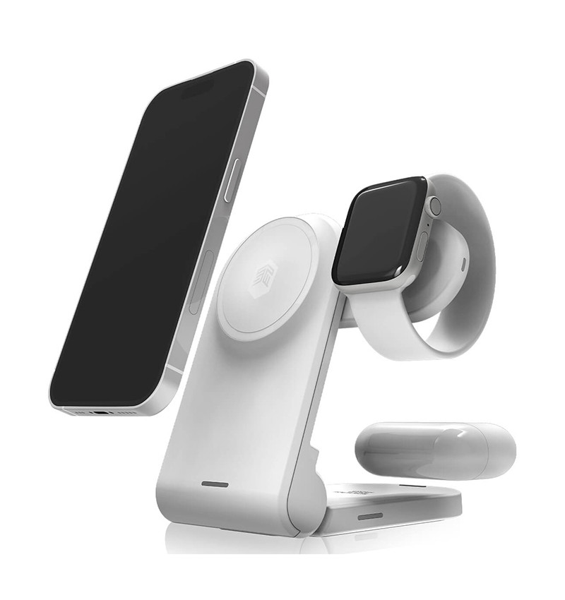 STM ChargeTree MAG - Mobilna ładowarka bezprzewodowa 3w1 z MagSafe (biały)  STM ChargeTree MAG - Mobilna ładowarka bezprzewodowa 3w1 z MagSafe (biały)