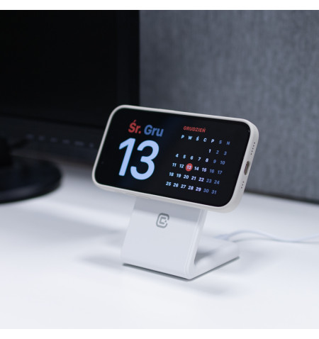 Crong MagSpot Pivot Stand - Ładowarka bezprzewodowa 3w1 z MagSafe do iPhone, Apple Watch i AirPods (biały) 