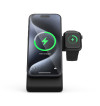 Crong MagSpot Pivot Stand - Ładowarka bezprzewodowa 3w1 z MagSafe do iPhone, Apple Watch i AirPods (czarny)