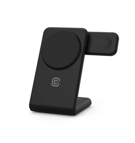 Crong MagSpot Pivot Stand - Ładowarka bezprzewodowa 3w1 z MagSafe do iPhone, Apple Watch i AirPods (czarny) 