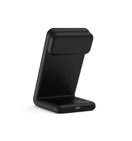 Crong MagSpot Pivot Stand - Ładowarka bezprzewodowa 3w1 z MagSafe do iPhone, Apple Watch i AirPods (czarny) 
