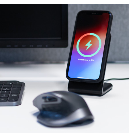 Crong MagSpot Pivot Stand - Ładowarka bezprzewodowa 3w1 z MagSafe do iPhone, Apple Watch i AirPods (czarny) 