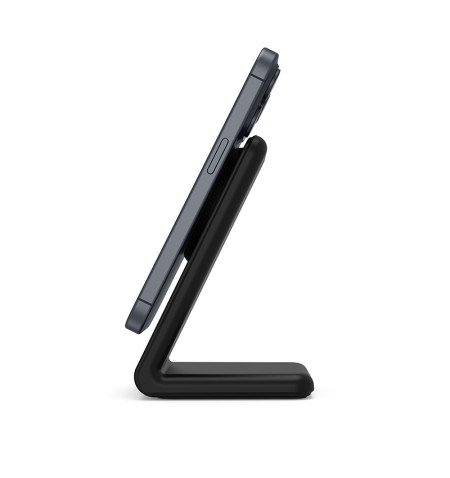 Crong MagSpot Stand - Ładowarka bezprzewodowa 2w1 z MagSafe do iPhone i AirPods (czarny) 