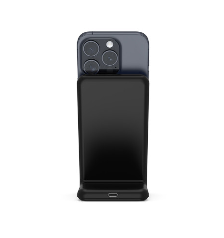 Crong MagSpot Stand - Ładowarka bezprzewodowa 2w1 z MagSafe do iPhone i AirPods (czarny) 