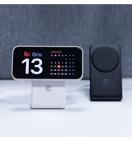 Crong MagSpot Stand - Ładowarka bezprzewodowa 2w1 z MagSafe do iPhone i AirPods (czarny) 