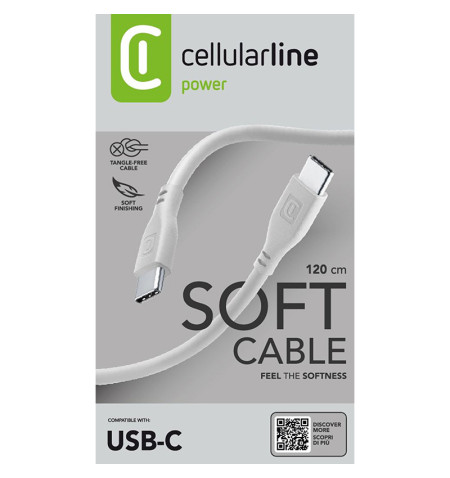 Cellularline Soft Cable - Kabel USB-C do USB-C 1.2 m (szary) 