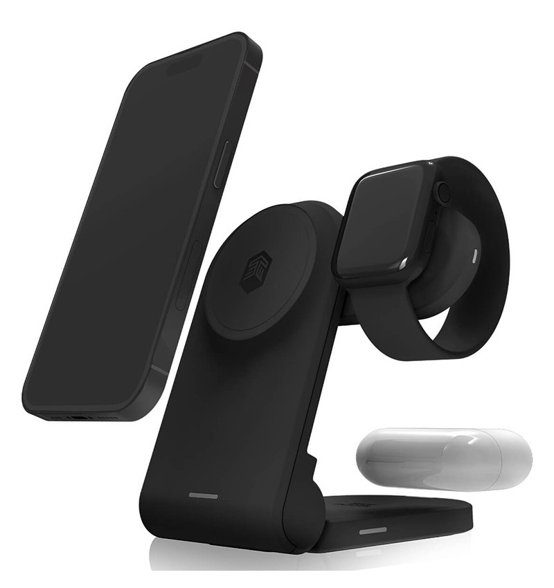 STM ChargeTree MAG - Mobilna ładowarka bezprzewodowa 3w1 z MagSafe (czarny)  STM ChargeTree MAG - Mobilna ładowarka bezprzewodowa 3w1 z MagSafe (czarny)